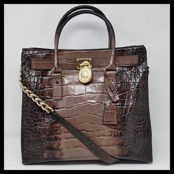 Michael Kors Handbags - Michael Kors Large NS Hamilton Croc Leather Tote